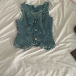 Cute denim floral vest