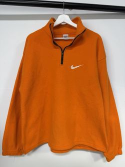 Vintage 90s Nike Orange Quarter Zip Fleece Pullover Sweater