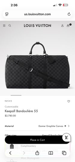 NEW Louis Vuitton Keepall Bandoulière 55 Damier Graphite N41413