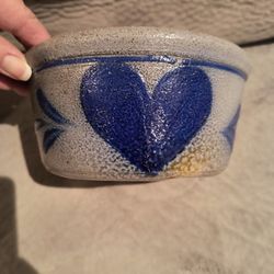 Salt Glazed Cobalt Blue Heart Medium Size Bowl