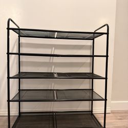2 Black Metal Shoe Racks – 5 Tier – Like New – $40 for Both
