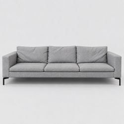 Modern 3-Seat Gray Fabric Sofa
