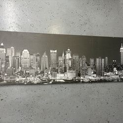 NYC Skyline B&W Print on Stretched Canvas 58.5” x 20”