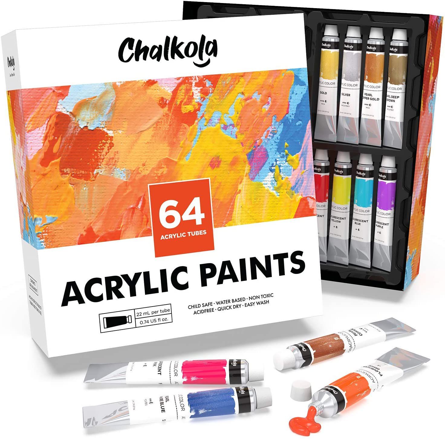 Metallic Acrylic Premium Artist Paint, 22ml Tubes - Set of 32 - Chalkola Art  Supply