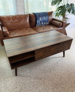 Large Coffee Table w/ Desk, Shelves, Storage