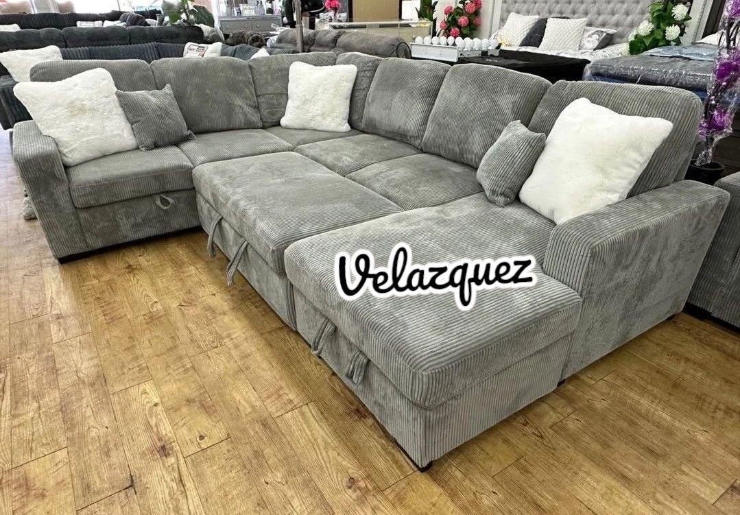 ✅️✅️4-Piece Convertible Sectional
Sleeper Sofa, Chaise Storage, Sofa Storage & USB Port✅️✅️