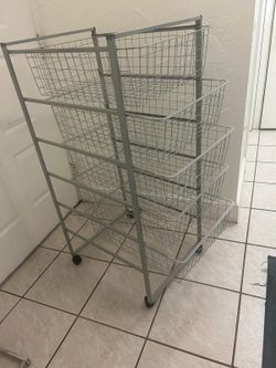 Wire Basket Storage Cart 17.5 x21 inches and height 42 inches