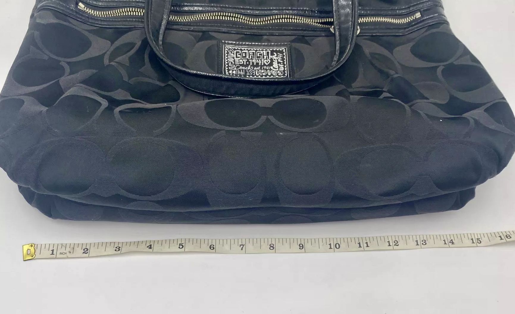 Coach Poppy Daisy Black Signature Tote Shoulder Bag BLACK F20026 89