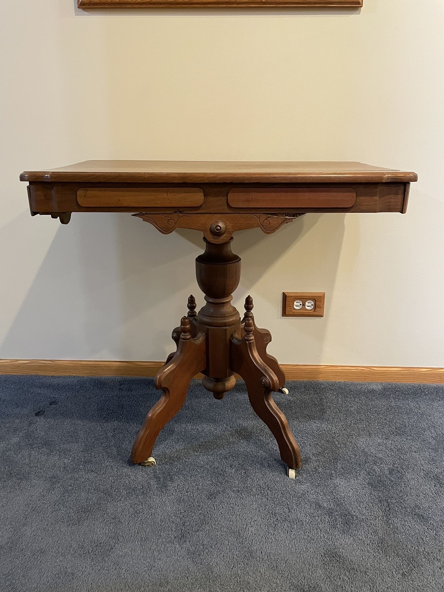 Antique Acorn Table With Wheels