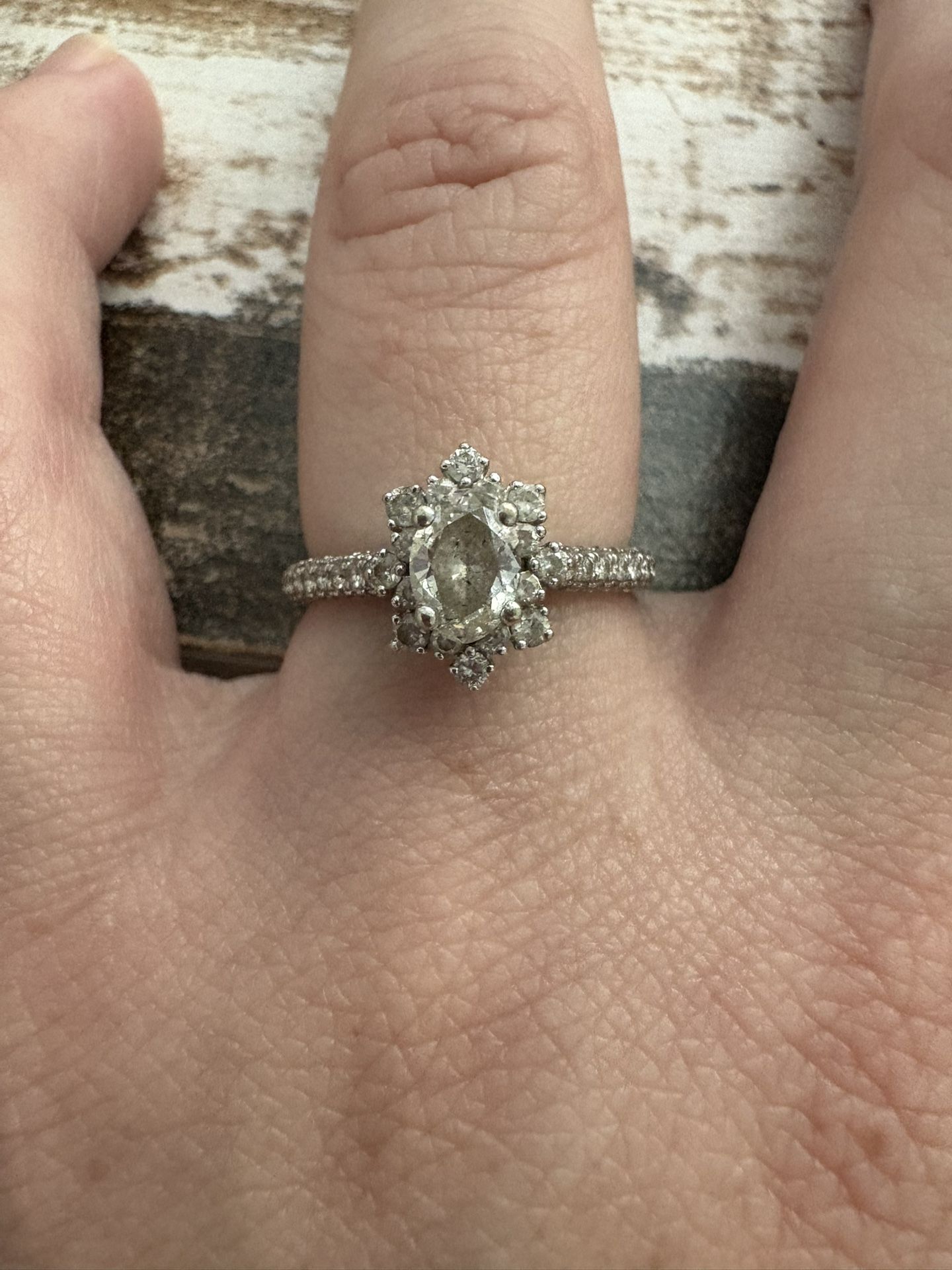 Now + Forever Oval-Cut Diamond Starburst Halo Engagement Ring 1-1/8 ct tw 14K White Gold