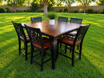 😎Counter Height Dining Set with Leaf & 6 Chairs – Farmhouse Style😎