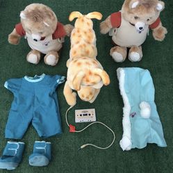 2 Teddy Ruxpin & Grubby 1985, With Cord, Tape And Outfit