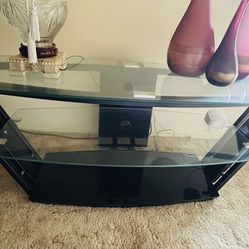 TV STAND WITH GLASSES SHELVES 