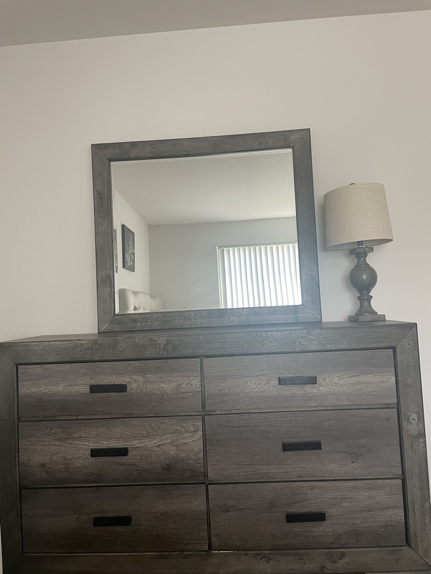 Gray Dresser With Mirror 