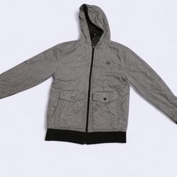 Shaun White Boys Size L Gray Jacket Snowboard Skate Bomber Hooded Zip Quilted