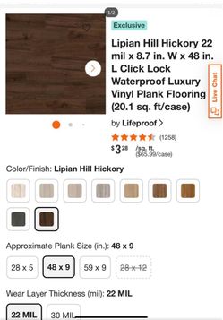 Lipian Hill Hickory - luxury vinyl plank flooring (25 unopened boxes total)