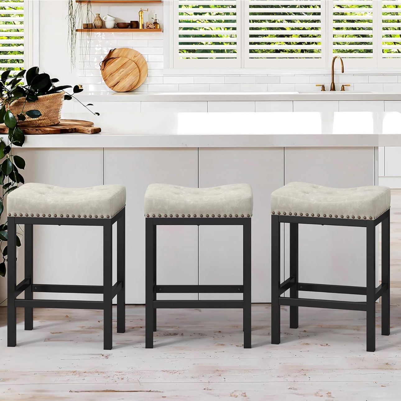 Set Of 3, Counter Height Barstools