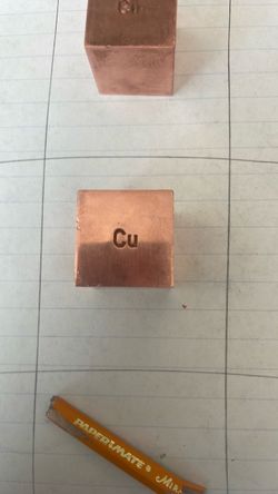 Block of pure copper 1 inch by 1 inch (3 pc)