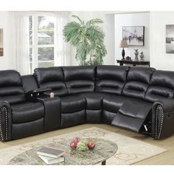 Black Recliner Sectional Brand New 