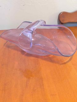 Vintage Twilight Blue Stem Glass Basket