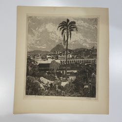 Original Vintage Art Etching 16.5" x 14.5"