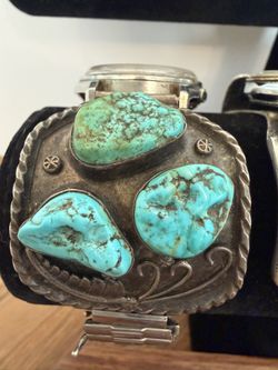 STERLING TURQUOISE WATCH CUFFS 