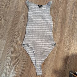 Bodysuit Gray And White Stripes .. Size Small