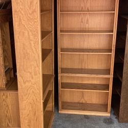 Pair of 3’ X 7’ Oak Bookcases  / Bookshelves  / Storage Display Shelving 