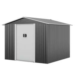 8.4 ft. W x 8.4 ft. D Outdoor Storage Metal Shed Garden Tool Steel Shed