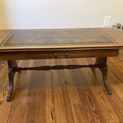 Antique Coffee Table Leather Inlay