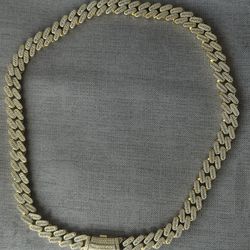 Gold Plated , 925 VVS1 D Color  Cuban Link Chain