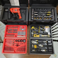 Steel craft tool set with cases