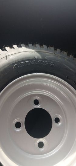 4.80/4.00-8 Tire and White Steel Rim