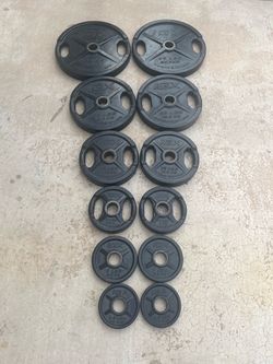 Iron grip Igx rubber coated Olympic weight plate set 245lbs