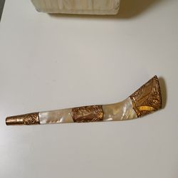 Antique parasol gold tone Mother of pearl handle