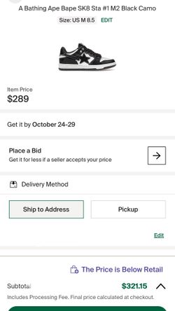 A Bathing Ape Sk8sta Size 8.5 