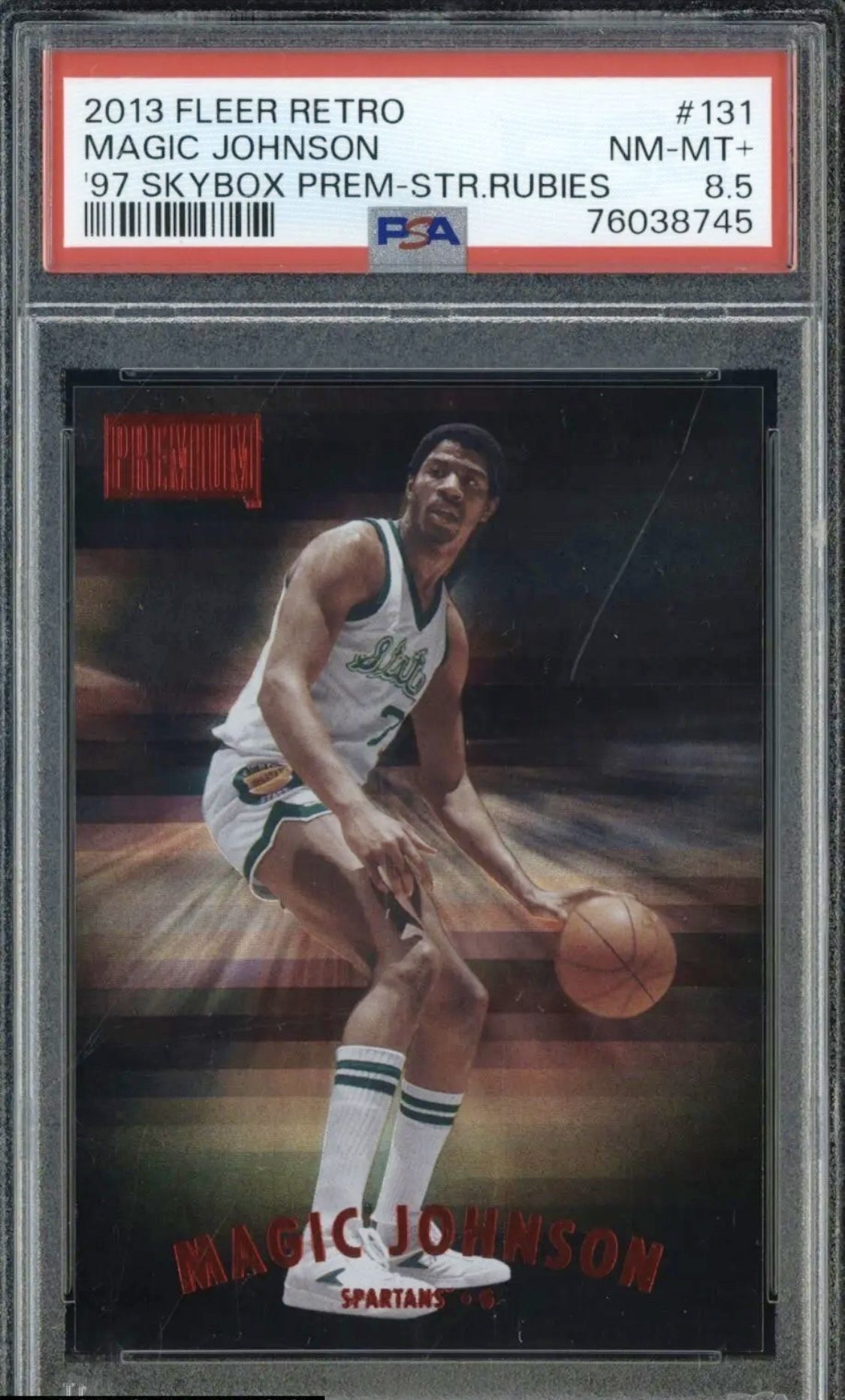 2013 Fleer Retro '97 Skybox Premium Star Rubies #131 Magic Johnson /50 PSA 8.5