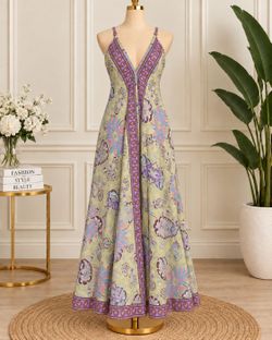 Boho Floral Print Maxi Dress one size Small to large