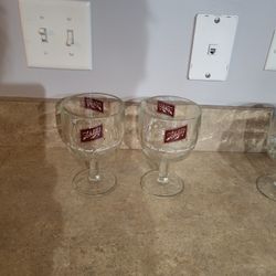Schlitz Beer Thumbprint Goblets (Sold As A Set)