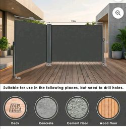 236"x 71" Retractable Side Awning, Patio Side Screen, UV-resistant & Waterproof Patio Privacy Screen, for Garden, Balcony and Courtyard (Gray)