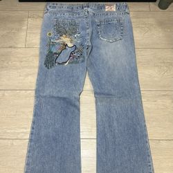 Y2K 2000s True Religion Embroidered Bobby Flared Lady Godiva Denim Jeans