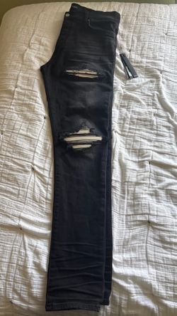 Authentic AMIRI MX1 Ultrasuede Patched Skinny Jeans
