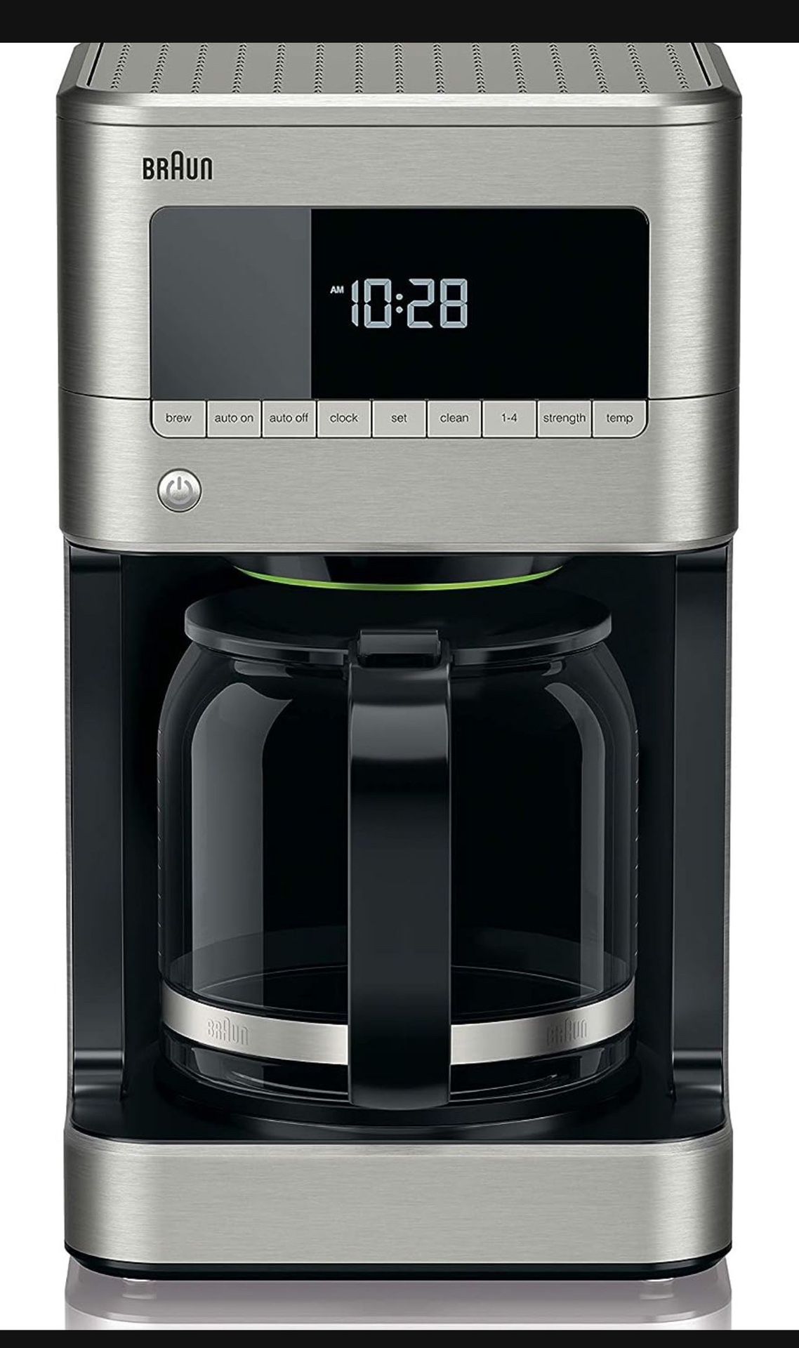 Braun KF7170SI BrewSense Drip Coffeemaker, 12 cup, Stainless Steel, 7.9"D x 7.9"W x 14.2"H, Black and Silver