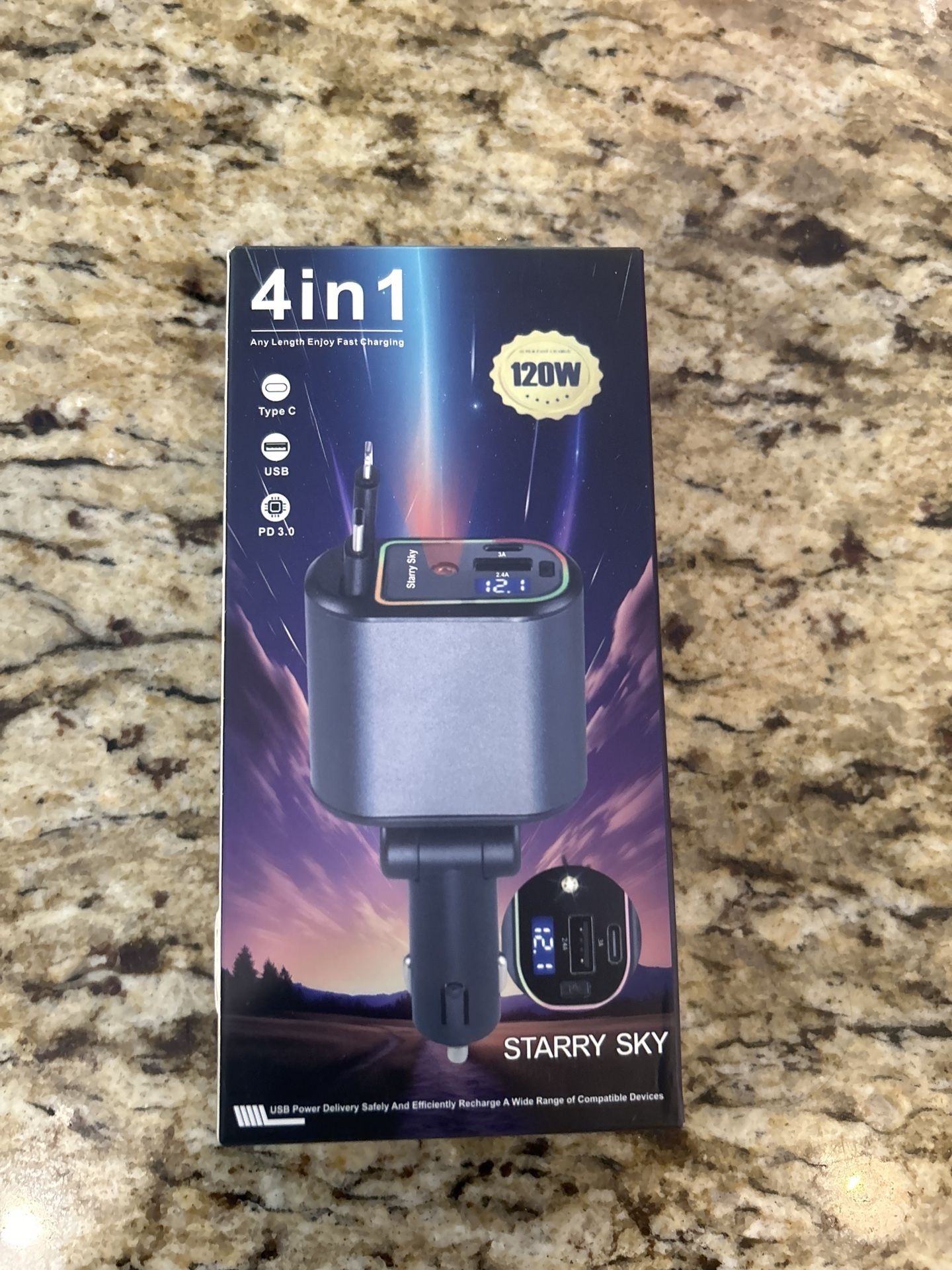 4-in-1 120W Fast Car Charger – Charge All Devices at Once