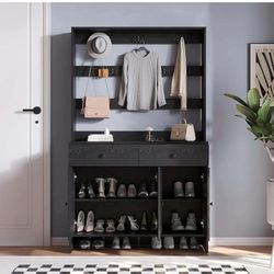 65” entryway storage cabinet with coat rack , Y-17