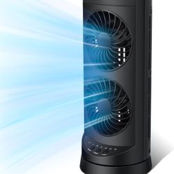 Personal Tower Cooling Fans that Blow Cold Air, Standing Small Desk Fan with 3 Speeds & Timer, 60° & 110° Oscillating Table Fan, Quiet and Safe Electr