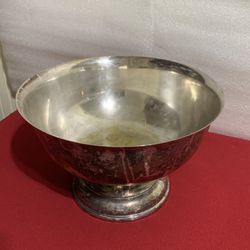 Vintage Silver Plated Footed Centerpiece Bowl 12” Diameter Decorative Serving