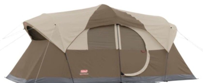 Coleman WeatherMaster 10-Person Camping Tent, Large Weatherproof Family Tent with Room Divider and Included Rainfly, Strong Frame can Withstand Winds
