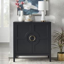 Black Accent Cabinet With Gold Handles (New)