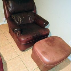 Leather Recliner With Ottoman
